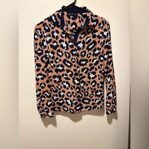 Topshop Blue and Orange Abstract Blouse